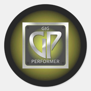 Adesivo GP redondo com logotipo amarelo