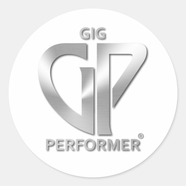Adesivo GP redondo com logotipo prateado (Frente)