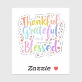 Adesivo Graças, Grata e Abençoada - Uma Queda Vibrante