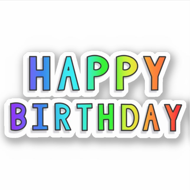 Adesivo Gradação Feliz Aniversário do Arco-Íris (Frente)