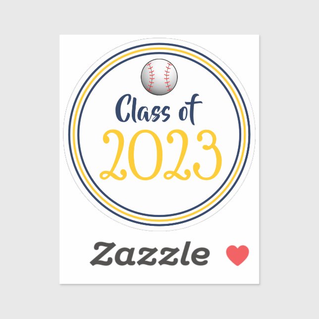 Adesivo Graduação de Ano de Classe de Baseball marinho e D (Folha)