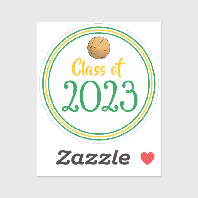 Adesivo Graduação de Ano de Classe de Basquete Verde e Dou (Folha)