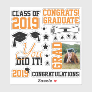 Adesivo Graduação de Fotos em Preto e Laranja