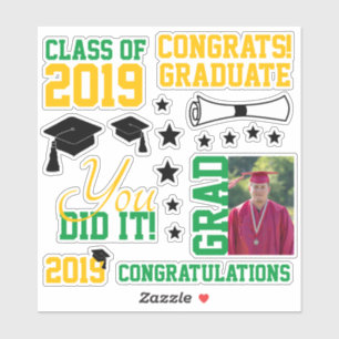 Adesivo Graduação de Fotos Verde e Dourada