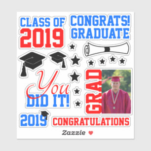 Adesivo Graduação de Fotos Vermelha e Azul