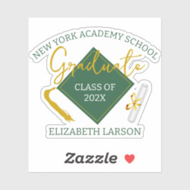 Adesivo Graduação em Curvas Verdes do Mais velho Elegante 