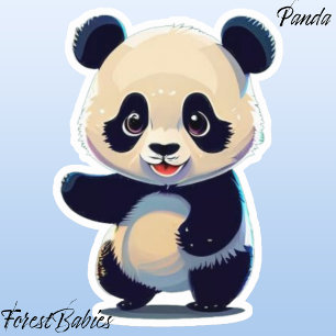 Adesivo Gráfico de Cartoons de Animais Cubo-Urso-Panda