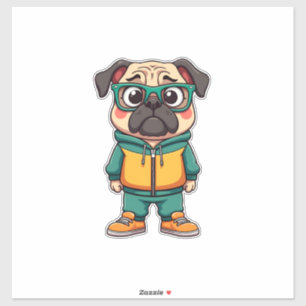 Adesivo Gráfico de Moda de Rua de Desenho Animado de Pug H