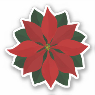Adesivo Gráfico de Natal de Poinsettia Vermelha Adorável