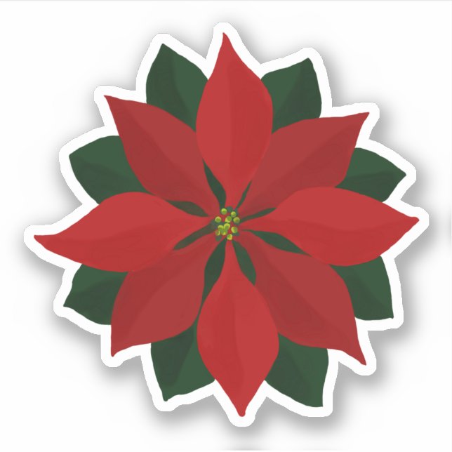 Adesivo Gráfico de Natal de Poinsettia Vermelha Adorável (Frente)