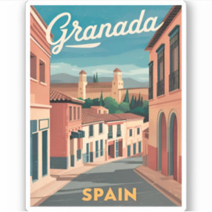 Adesivo Gráfico Retroativo da Espanha Granada viagens vint