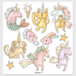 Adesivo Gráficos de Cartoon Whimsical Unicorns