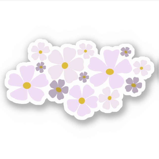 Adesivo Gráficos de Flores Rosa e Roxo (Frente)