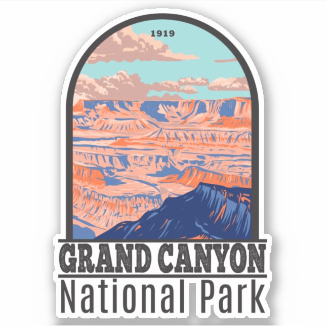 Adesivo Grand Canyon National Park Arizona Retro (Frente)