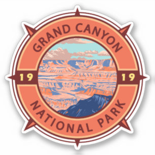 Adesivo Grand Canyon National Park Retro Compass Emblem