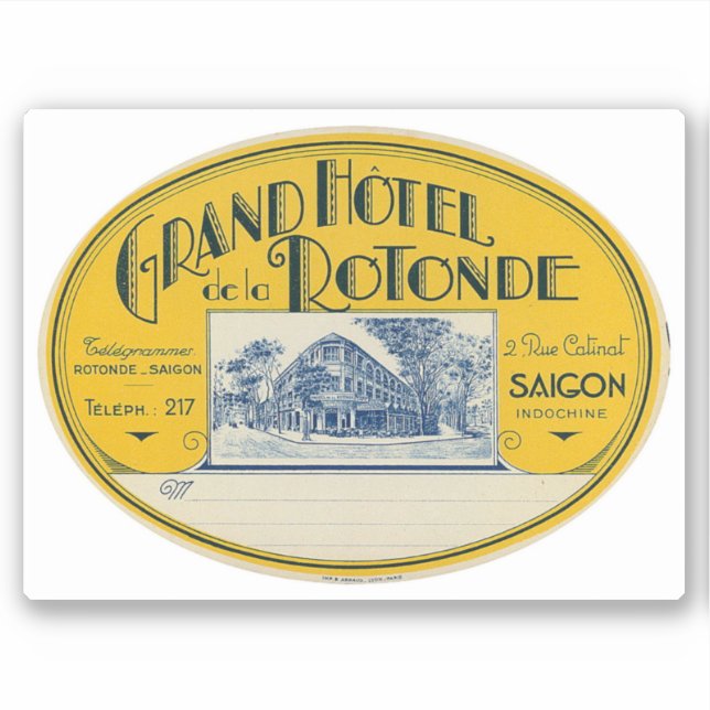 Adesivo Grand Hotel Rotonde Saigon Indochina (Frente)
