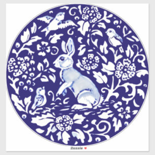 Adesivo Grande Atraso Floral de Decoração de Parede Azul