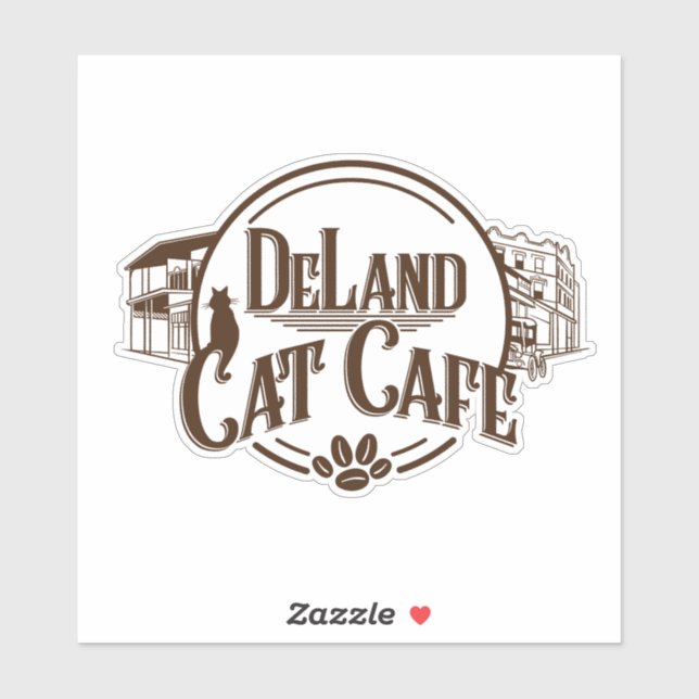 Adesivo grande do LOGO do Café DeLand Cat (Folha)