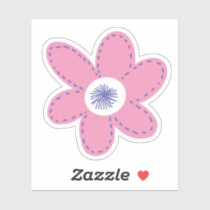 Adesivo Grande Flor Rosa Periwinkle Branco Retro