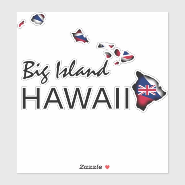 Adesivo GRANDE ILHA - ILHAS HAWAII HI Flag BLK (Folha)