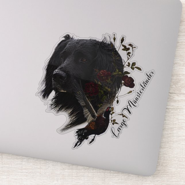 Adesivo Grande Munsterlander com faisão (Detalhe)