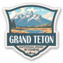 Adesivo Grande Teton National Park Illustration Retro
