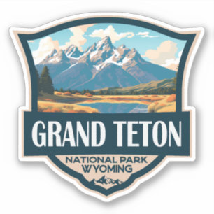 Adesivo Grande Teton National Park Illustration Retro