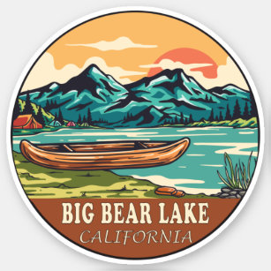 Adesivo Grande Urso Lago California Barco Emblema de Pesca