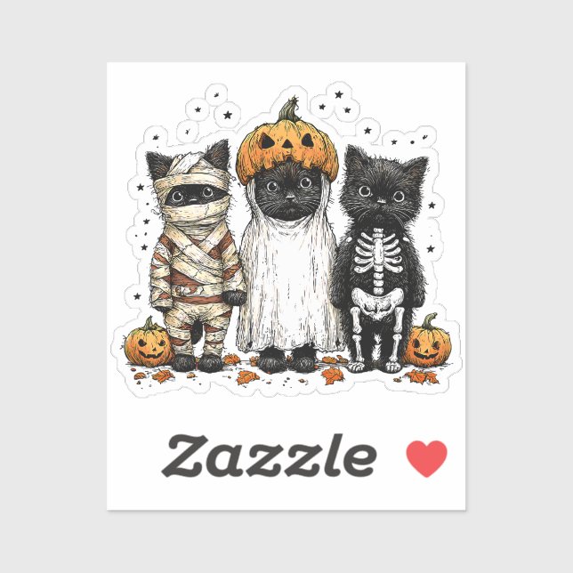 Adesivo Grappige drie Halloween katten (Folha)