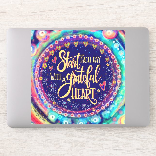 Adesivo Grateful Heart Encorajando Bonito Inspirividade (Computador)