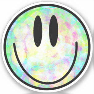 Adesivo gravata tie-dye arco-íris rosto feliz sorriso colo