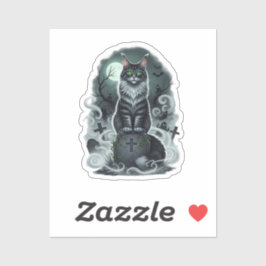 Adesivo Graveyard Guardian - Maine Coon Halloween