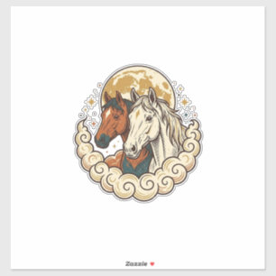 Adesivo Gravura Antiga Cavalos Cósmicos Arte Lunar