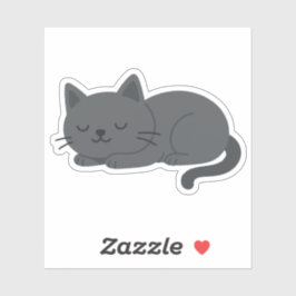 Adesivo Gray Cat Sleeping Peacefully – Minimalist Cat Art