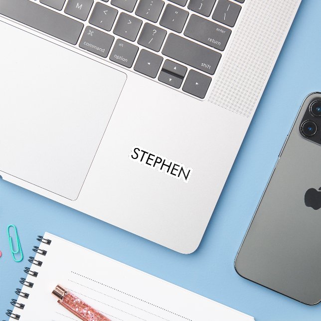 Adesivo Gray minimalist custom name  (Notebook com iPhone)
