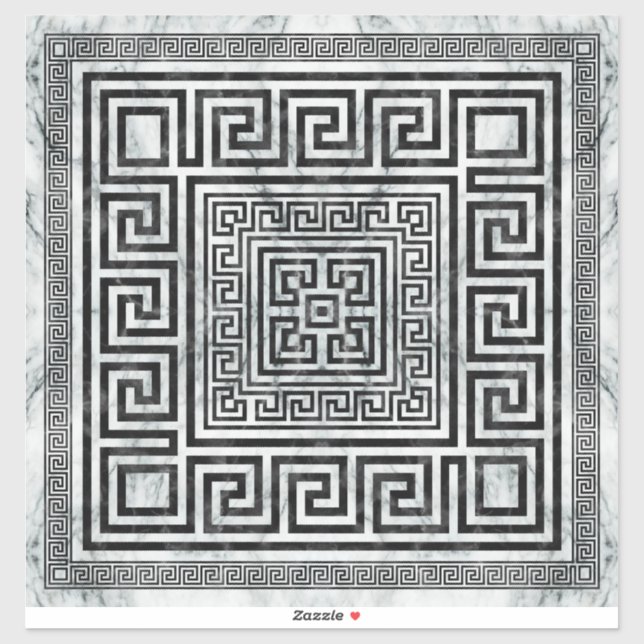 Adesivo Greek Meander - Greek Key Black and White Marble (Folha)