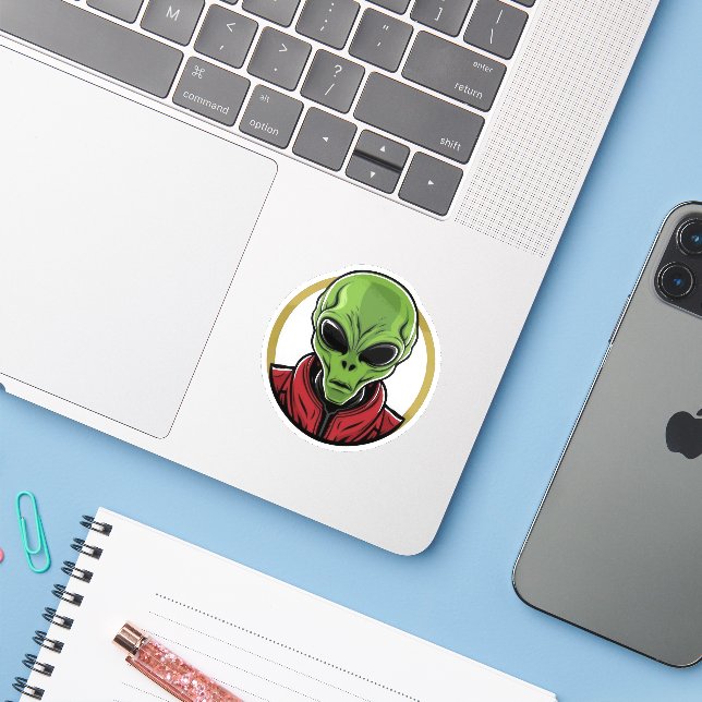 Adesivo Green Alien (Notebook com iPhone)