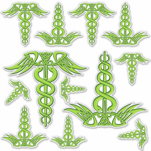 Adesivo Green Celtic Knot Caduceus (Frente)