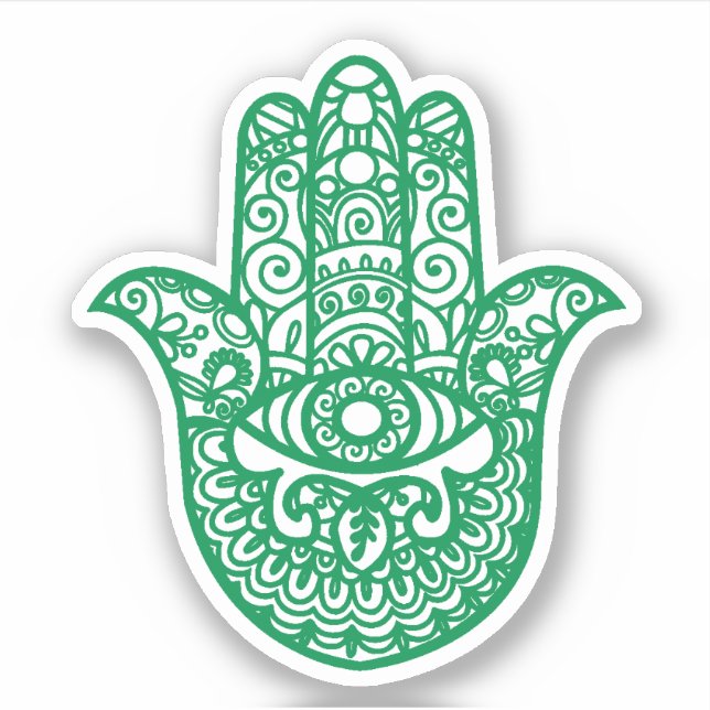 Adesivo Green Khamsa Hand Boa sorte (Frente)