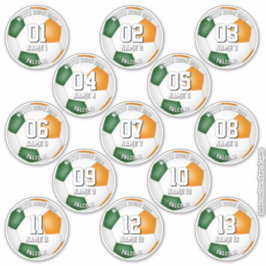 Adesivo green orange soccer team colors gifts set of 13