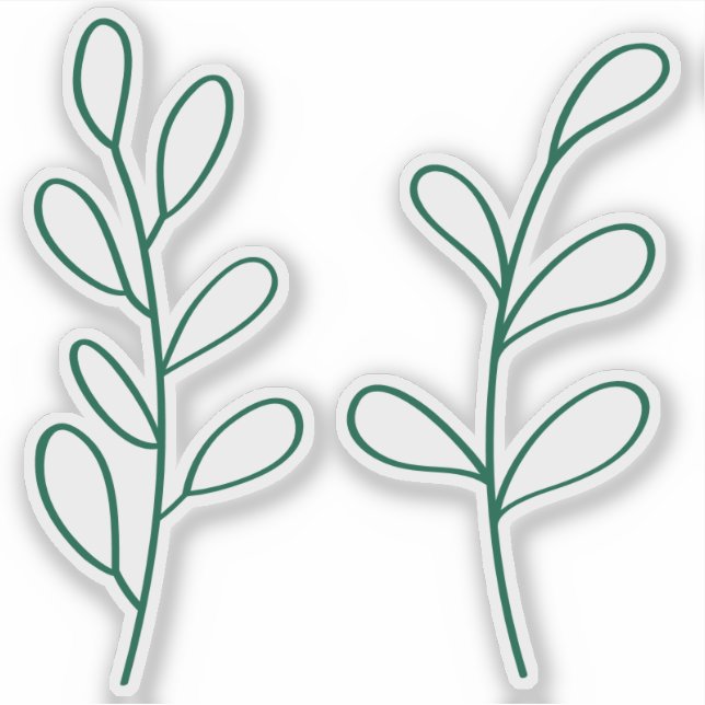 Adesivo Green Outline Leaves, Two Custom Cut Small (Frente)