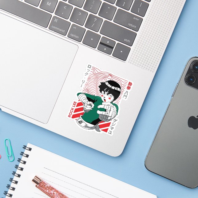Adesivo 💪 Green Warrior Sticker – Anime-Inspired Ninja Vi (Notebook com iPhone)