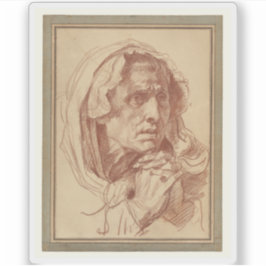 Adesivo Greuze - Estudo da Cabeça de uma Mulher Velha