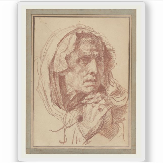 Adesivo Greuze - Estudo da Cabeça de uma Mulher Velha (Frente)