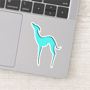 Adesivo Greyhound Whippet dog turquoise blue silhoule
