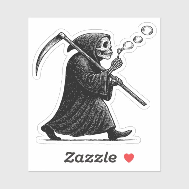 Adesivo Grim Reaper Soprando Bolhas (Folha)