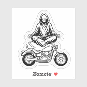 Adesivo Grim Reaper Zen — Motoqueiro Meditando