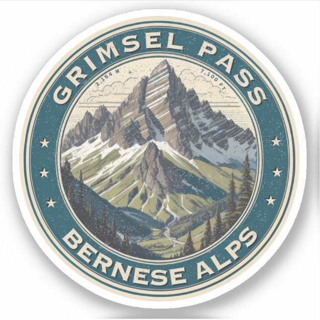 Adesivo Grimsel Pass: Suiça na Estrada Alpina (Frente)