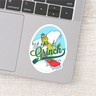 Adesivo Grinch fazendo snowboarding
