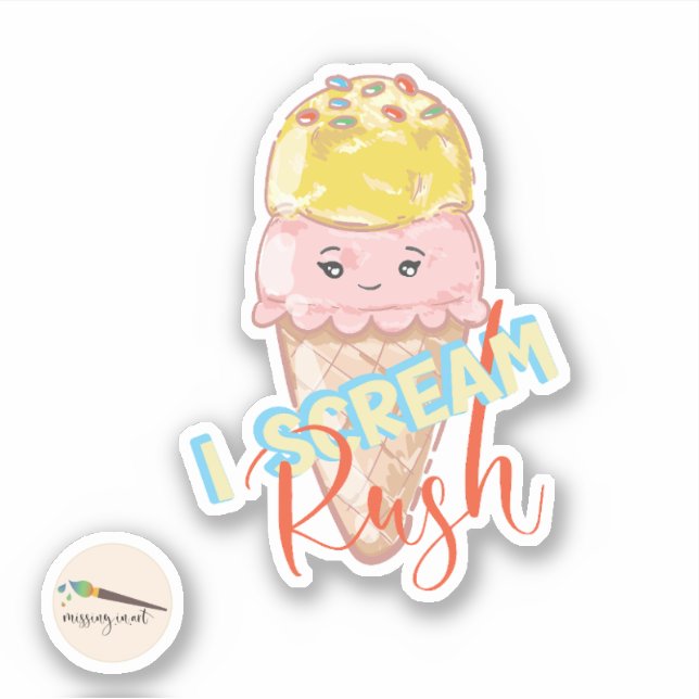 Adesivo Gritar Rush Kawaii Sorvete Sticker (Frente)